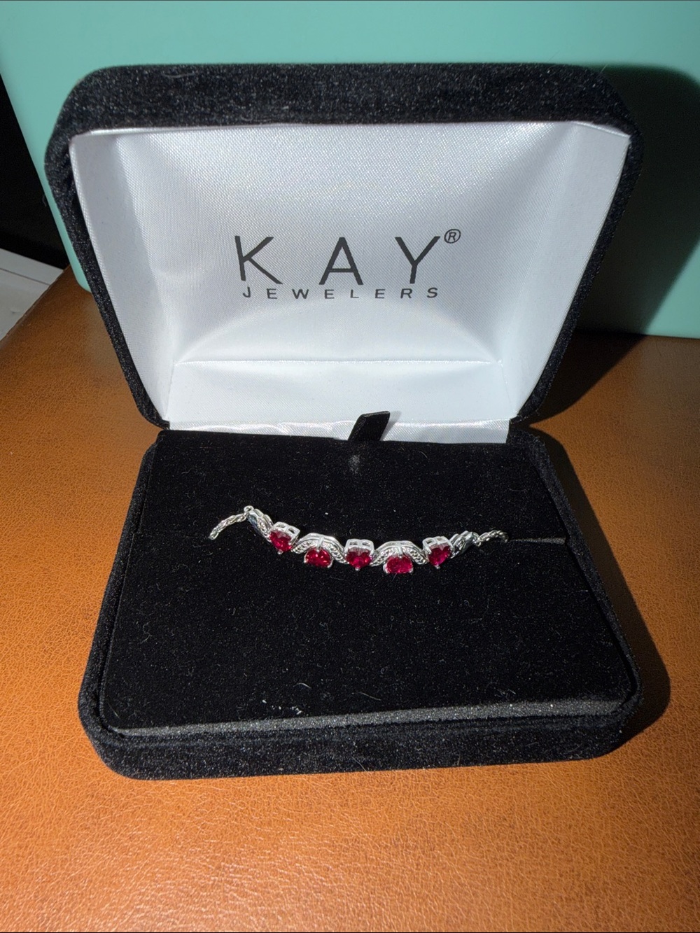 925 Kay Jewelers Lab Created Ruby Adjustable Bracelet